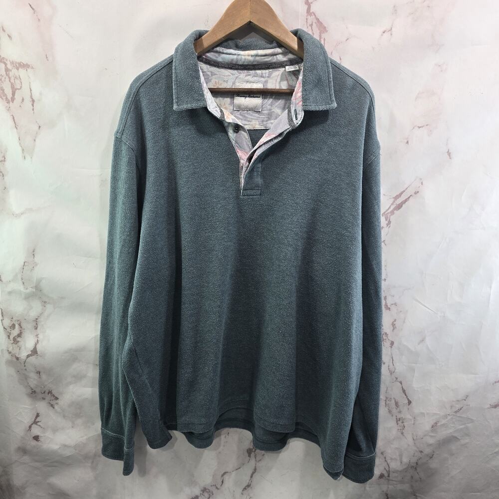 Tommy Bahama Pullover Men 2XL Blue Quarter Polo Henley Pullover Sweater